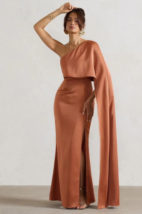 New In Dresses Women's Midi, Mini & Maxi Dresses – Club L London - USA Gold Wedding Guest Dresses, Asymmetric Cape, Midi Bridesmaid Dress, Maxi Dresses Uk, Club L London, Dark Dress, Black Dress Prom, Black Tie Gala, Leg Split