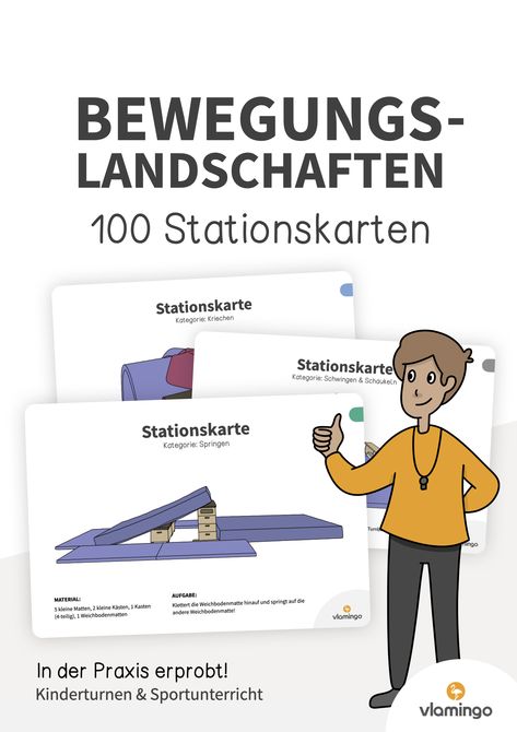 100 Stationskarten für Bewegungslandschaften im Kinderturnen & Sportunterricht. Geeignet für die Kita, den Kindergarten, die Vorschule, die Grundschule und Sekundarstufe 1. Schwerpunkt: Balancieren, Klettern, Schwingen, Springen, Kriechen & Werfen. Mini Home Gym, Home Gym Ideas, Mini Home, Workout Space, Gym Ideas, Physical Education, Parkour, Teacher Life, Home Gym