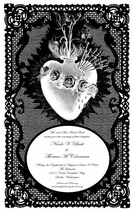 . Rocker Wedding, Victorian Gothic Wedding, Gothic Wedding Invitations, Halloween Wedding Invitations, Heart Wedding Invitations, Lace Invitations, Wedding Dress Cake, Unconventional Wedding, Cheap Halloween