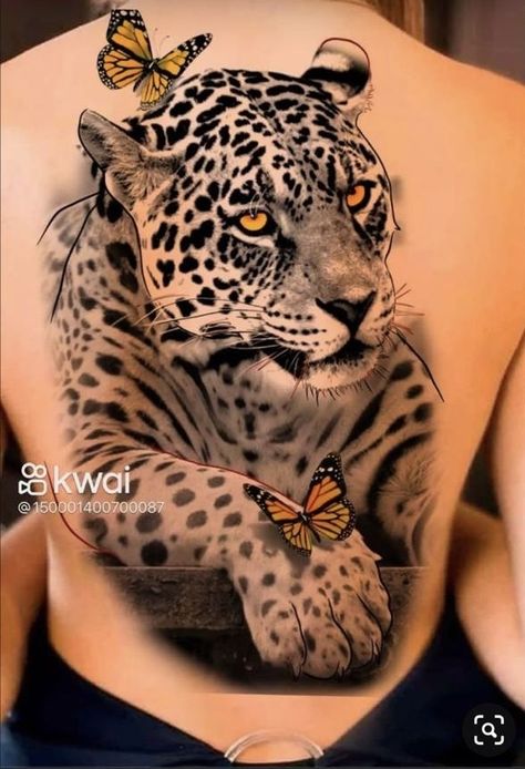 Leopard Back Tattoo, Cheetah Tattoo, Husband Tattoo, Geometric Line Tattoo, Leopard Tattoos, Hip Tattoos Women, Tattoos For Black Skin, Forearm Tattoo Women, Just Ink