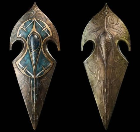 Elven Shield, Elven Design, Elf Armor, Elven Costume, Lotr Elves, Medieval Shields, Elf Cosplay, Magic Stones, Weta Workshop