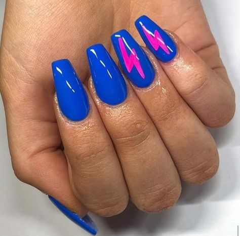 Nails With Lightning Bolt, Nails With Lightning, Oswestry Shropshire, Bolt Nails, Lightning Bolt Nails, Lightning Nails, Simple Toe Nails, Mermaid Nail Art, Ombre Nail Art Designs