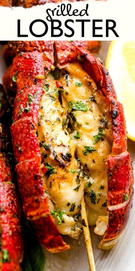 Lobster Tails On The Grill, Summer Seafood Dinner, Grilled Lobster Recipes, Unconventional Kitchen, Easy Lobster Tail Recipe, Grill Lobster Tail Recipe, Best Lobster Tail Recipe, Grilled Lobster Tail, Seafood Dinner Recipes