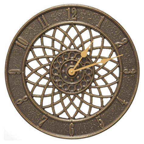 Whitehall Products Spiral 14-in. Indoor/Outdoor Wall Clock French Bronze - 01995 Outdoor Wall Clocks, Outdoor Clock, Outdoor Thermometer, The Spiral, Tabletop Clocks, Spiral Design, Metal Wall Clock, Outdoor Wall, Antique Copper