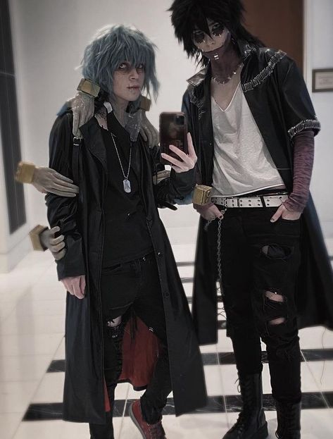 Dabi Genderbend Cosplay, Twice Cosplay Bnha, Dabi And Shigaraki Cosplay, Dabi Outfit Ideas, Shigaraki Outfit, Mha Cosplay Ideas, Cosplay Ideas Black Hair, Dabi X Shigaraki Kiss, Shiggy Cosplay