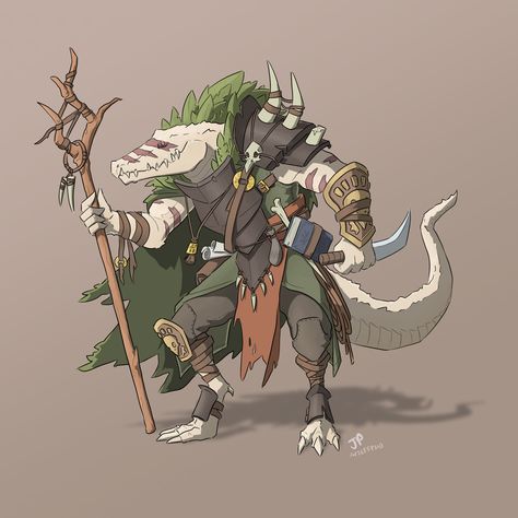 [OC][Art] Lizardfolk Druid : DnD Swamp Druid, Lizardfolk Druid, Barbarian Druid, Druid Dnd, Dnd Druid, Oc Art, Dungeons And Dragons Characters, Dnd Art, Fantasy Rpg