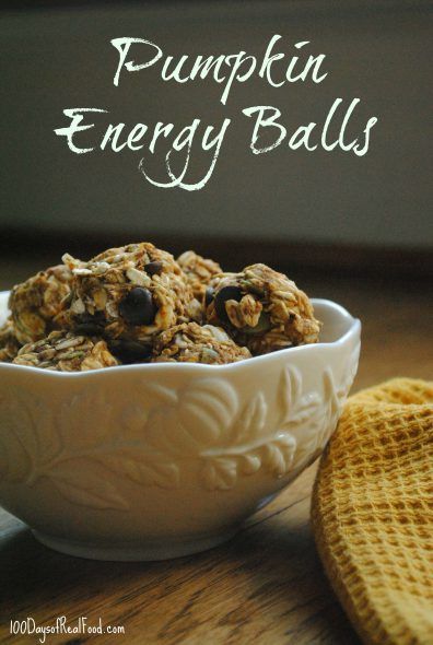 Pumpkin Energy Balls - 100 Days of Real Food Protein Power Balls, Pumpkin Energy Bites, Food For Halloween, Pumpkin Energy Balls, 100 Days Of Real Food, Power Snacks, Pumpkin Treats, Pumpkin Delight, Trail Mix Recipes