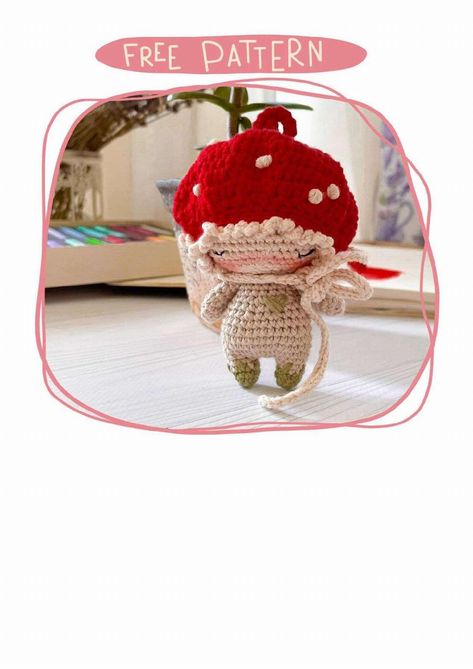 Amigurumi Mushroom Free Pattern, Mushroom Crochet Pattern Free, Crochet Fish, Little Mushroom, Mini Crochet, Knitted Dolls, Pattern Free, Crochet Patterns Amigurumi, Crochet Dolls