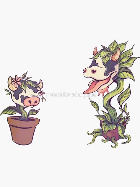 Sticker Illustration, Ancient Tattoo, Animal Illustration Art, Plant Tattoo, Doodle Inspiration, The Cow, Plant Design, Animal Illustration, I Tattoo