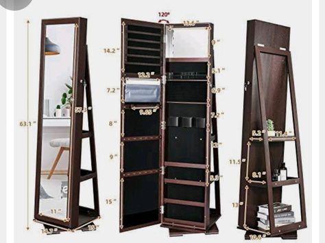 Mirror Dressing Table Ideas, Dressing Table Ideas, Full Length Mirror Cabinet, Dressing Table Mirror Design, Mirror Dressing Table, Armoire With Mirror, Mirror Dressing, Standing Jewelry Armoire, Mobile Living