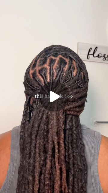 muny 🎈 | Content Creator on Instagram: "so cute & sleek 😍 there's really nothing you can't do with locs!  • • • #reels #locs #locstyles #locstylesforwomen #explore #womenwithlocs #locstyle" Thick Locks Hairstyle, Styling Long Locs, Dreads Styles For Women Black Long Hair, Long Loc Hairstyles For Women, Retwist Locs Style Women, Loc Petals Hairstyles, No Retwist Loc Styles For Women, Wedding Locs Hairstyles, Classy Loc Styles