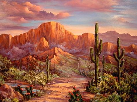 Desert sunsets,Southwest Paintings, Arizona Landscapes by Monna Barrick Desert Sunset Painting, Landscape Painting Ideas, Desert Landscape Art, Desert Landscape Painting, Cactus Paintings, Arizona Landscape, Desert Scene, Southwestern Art, Desert Art