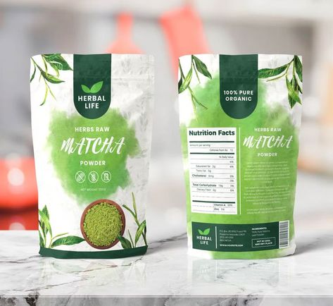 Herbal Food Pounch Bag Packaging Template AI, EPS, PSD Herbal Product Packaging, Spirulina Packaging, Tea Bag Packaging Design, Seeds Packaging Design, Herbal Packaging, Tea Bag Packaging, Nature Packaging, Seeds Packaging, Coffee Label Design