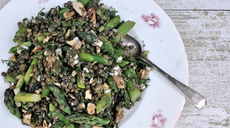 lemony lentil salad with asparagus and spring herbs Salad With Asparagus, Spring Herbs, Lentil Salad Recipes, Asparagus Salad, Herb Recipes, Lentil Salad, Vegan Salad, Soup And Salad, Lentils