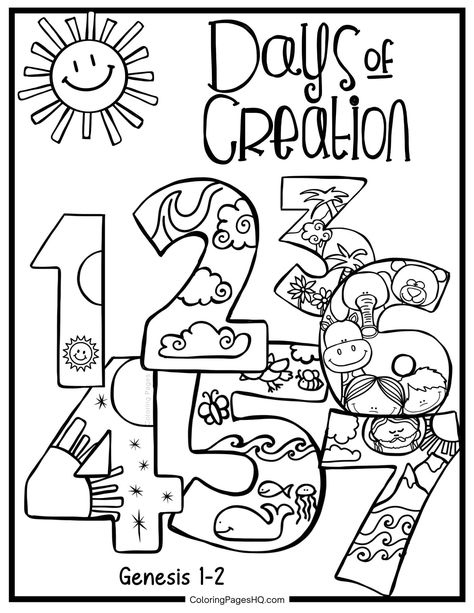 Days 1-7 Days of Creation coloring pages God Made The World Coloring Page, Creation Day 4 Craft, Creation Crafts For Elementary Kids, Days Of Creation Crafts For Preschool, Creation Sunday School Crafts, 7 Days Of Creation Printable Free, Creation Coloring Pages Printables Free, Days Of Creation Crafts For Kids, Creation Crafts For Preschool