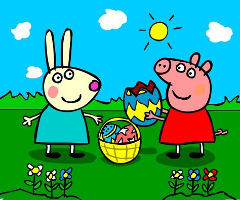 Peppa Pig Easter Coloring Page And Drawing Peppa Pig Easter, Easter Egg Coloring, Egg Coloring, Peppa Pig Coloring Pages, Easter Coloring, Easter Coloring Pages, Easter Colouring, Coloring Easter Eggs, Coloring Eggs