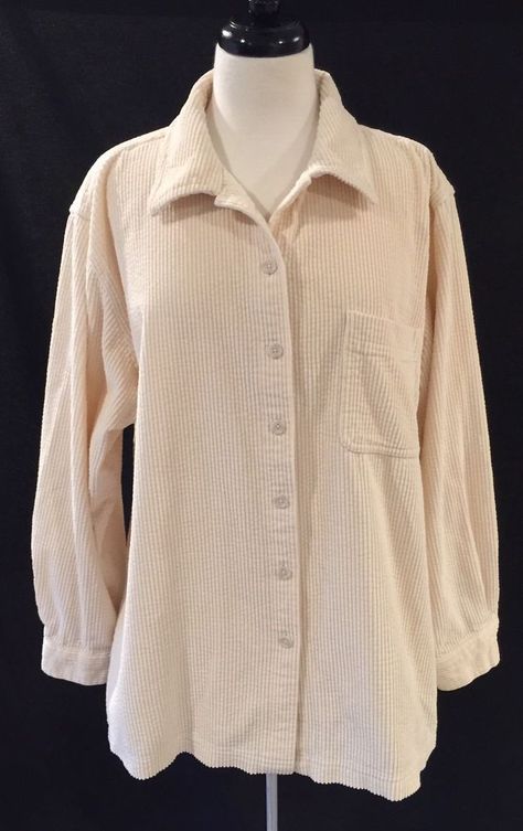 LL Bean Womens XL Corduroy Big Shirt Wide Wale Cream Ivory Button Front Comfort  | eBay Big Shirt, Ll Bean, Women's Tops, Ebay Store, Womens Tops, Cream, For Sale