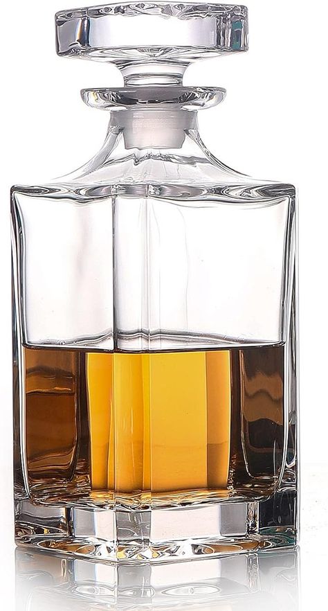 Amazon.com: Glass Decanter with Airtight Geometric Stopper - Whiskey Decanter for Wine, Bourbon, Brandy, Liquor, Juice, Water, Mouthwash. Italian Lead-Free Glass (25.97 oz/768ml) : Home & Kitchen Vodka Decanter, Brandy Liquor, Mrs Jones, Liquor Decanter, Whiskey Decanter, Decanter Set, Crystal Decanter, Glass Decanter, Mouthwash