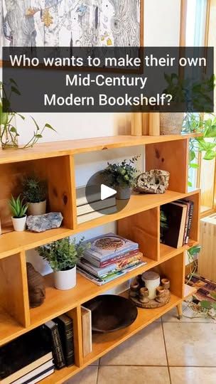 9.7K views · 595 reactions | Catch those Mid-Century vibes with this easy DIY bookcase build! The process is basically attaching together three mini shelves and adding some legs which makes building this bookcase in a day totally doable. 

#therehablife #woodworkforall #woodworking #wooddesign #easydiy #diyproject #diyprojects #wood #diy #woodfurniture #midcenturydesign #midcenturymodern #midcenturyfurniture #mcm | JP Strate Mini Shelves, Mid Century Modern Bookshelf, Diy Bookcase, Bookcase Diy, Modern Bookshelf, Mid Century Furniture, Mid Century Design, Wood Design, Midcentury Modern