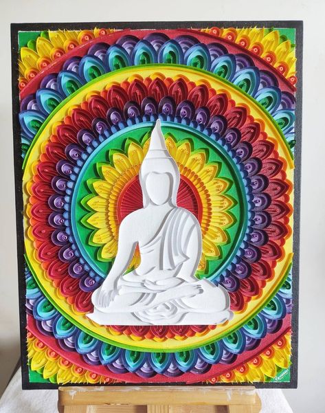 Excited to share the latest addition to my #etsy shop: Paper quilling art - 'buddha' - gift for all occasions - wall hanging - quilling art - home decor #painting #entryway #artdeco #quillingart #buddha #paperart #homedecor #wallhanging #rainbowcolors https://etsy.me/3FoSV5E Quilling Wall Hangings Home Decor, Quilling Buddha, Painting Entryway, Buddha Gifts, Meaningful Artwork, Art Buddha, Promote Small Business, Home Decor Painting, Quilling Techniques