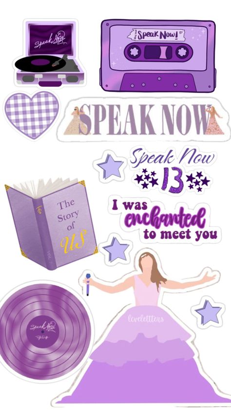 Speak Now Symbols, Taylor Swift Aesthetic Stickers, Taylor Prints, Singer Stickers, Polaroid Diy, Taylor Swift Cake, Taylor Swift Images, Bujo Stickers, Taylor Swift Speak Now