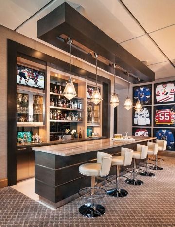 Man Cave Designs, Gamer Room Diy, Modern Game Room, Marble Bar Top, Game Room Lighting, Small Game Rooms, Man Cave Design, Home Bar Rooms, Modern Home Bar