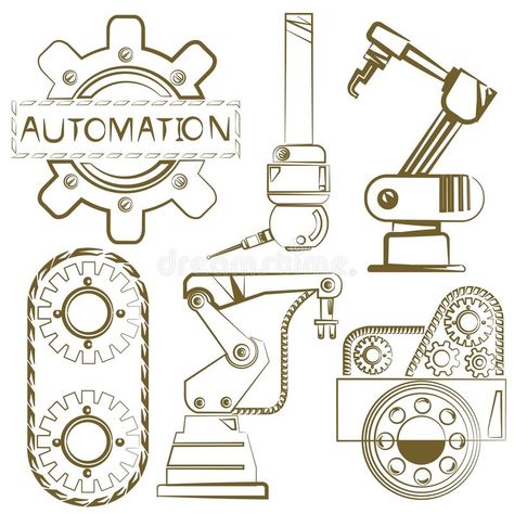 Robot, automation stock illustration Automation Illustration, Tools Mechanical, Avengers Painting, Mechatronics Engineering, Mechanical Tools, Whiteboard Art, Mechanical Engineering Design, Graphic Design Business Card, Biomedical Engineering