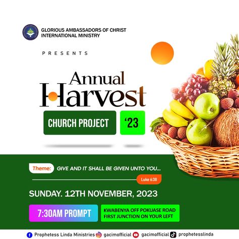 Annual Harvest Banner Design, Harvest Thanksgiving Flyer Design, Harvest Banner Design, Church Harvest Flyer Design, Annual Harvest Flyer, Harvest Flyer Design, Harvest Church, Church Banners Designs, Work Graphic