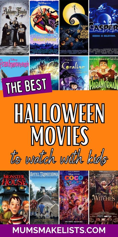 Enjoy a delightful Halloween family movie night with this list of Halloween movies tailored for families with kids. Featuring a mix of animated Halloween movies and not-so-scary Halloween movies, these selections are perfect for a fun and safe Halloween celebration. Kids Halloween Movie Night, Halloween Family Movie Night, Non Scary Halloween Movies, Best Kids Halloween Movies, Animated Halloween Movies, Best Family Halloween Movies, List Of Halloween Movies, Movie Night List, Movies To Watch With Kids