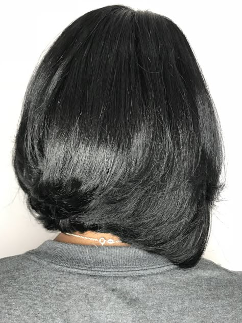 Layed Bob Haircut Mid Length Black Women, Layered Lob Black Women, Long Bob With Layers Black Women, Long Layered Bob Black Women, Mid Length Layered Bob, Silk Press Natural Hair Short Bob, Black Women Layered Bob, African American Bobs Hairstyles, Longer Bob