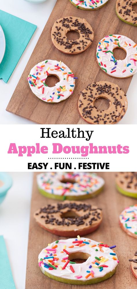 Apple Recipes For Kids, Doughnuts Easy, Healthy Doughnuts, Easter Desserts Ideas, Apple Doughnut, National Doughnut Day, Preschool Cooking, Baking Recipes For Kids, Apple Snacks