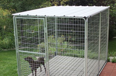 Basic Corrugated Yard Kennel Metal Top Dog Kennel Roof, Dog Kennel Ideas, K9 Kennels, Kennel Ideas Outdoor, Metal Dog Kennel, Dog Kennel Designs, Kennel Ideas, Dog Pens, Dog Crate Cover