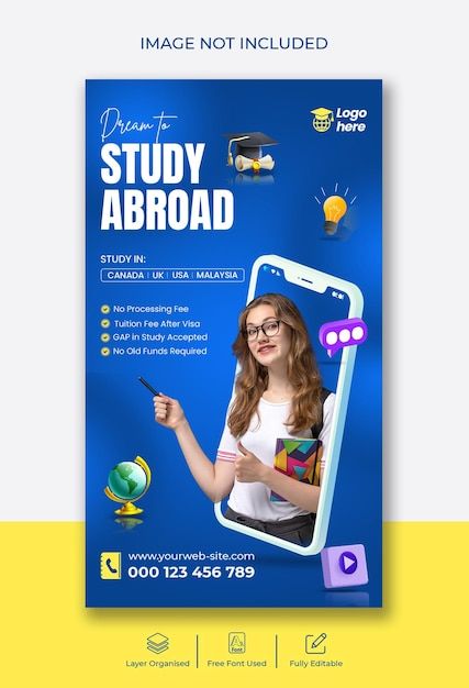 Study abroad education instagram story a... | Premium Psd #Freepik #psd #education #instagram #teacher #study Educational Post Design, Education Ads, Skin Quotes, About Study, Facebook Story, Beauty Skin Quotes, School Flyer, Marketing Poster, Sponsored Posts