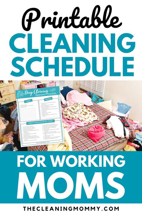 House Cleaning Schedule For Working Mom, Cleaning Routine For Working Moms, Cleaning Schedule For Working Mom, Cleaning Checklist Bedroom, Working Mom Cleaning Schedule, Tidy Mom, Working Mom Schedule, Keep Your House Clean, Deep Cleaning Checklist