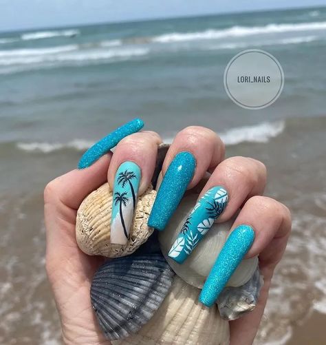 Beach Themed Nails, Tropical Vacation Nails, Cruise Nails, Palm Tree Nails, Tropical Nails, Summer Nail Art, Nails Now, Nail Art Designs Summer, Grunge Nails