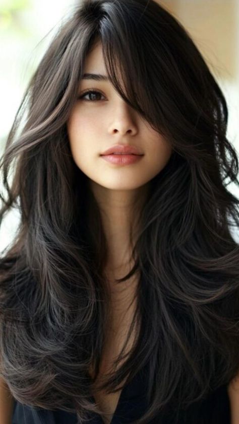 Very Long Layered Haircuts, Haircut Inspo Long Layered, Long Dark Brown Hair With Layers, Layers For Long Hair Straight, Long Hair With Layers And Face Framing, Long Layers Medium Hair, Long Layered Haircuts With Face Framing, Long Hair Layered Haircuts, Long Hair Layered