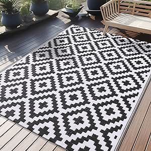 black and white design Florida Patio, Balcony Picnic, Waterproof Outdoor Rugs, Straw Rug, Camping Rug, Deck Backyard, Indoor Outdoor Carpet, Waterproof Rug, Camping Rv