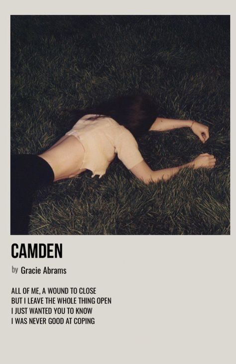 Camden Gracie Abrams Poster, Gracie Abrams Album Poster, Gracie Abrams Polaroid Poster, Gracie Abrams Prints, Gracie Abrams Vintage, Camden Gracie Abrams, Gracie Abrams Polaroid, Song Collage, Gracie Abrams Poster