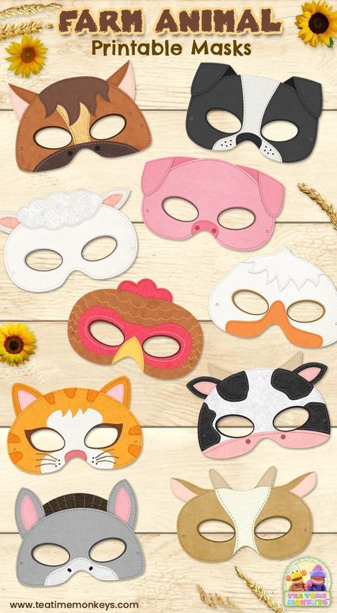 Preschool Carnival, Farm Animal Masks, Kids Crafts Masks, Animal Masks Craft, Animal Masks Diy, Printable Animal Masks, Animal Masks For Kids, Toddler Organization, Brown Hairstyles