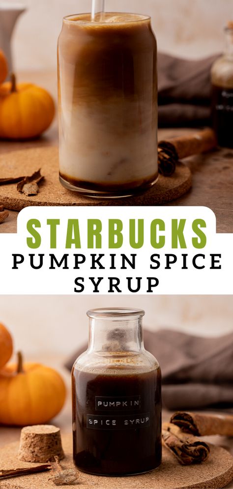 This pumpkin spice syrup is a delicious homemade version of your favorite Starbucks fall syrup. This recipe uses a mixture of granulated and dark brown sugar, pumpkin puree, cinnamon, nutmeg, ginger, and cloves to bring you the ultimate syrup that you can use to make your favorite pumpkin spice lattes at home! It is also a syrup that you will find yourself making on repeat during the fall season because it tastes so good! Pumpkin Spice Syrup For Coffee, Pumpkin Spice Latte Syrup, Pumpkin Spice Syrup Recipe, Homemade Pumpkin Spice Syrup, Syrup For Coffee, Lattes At Home, Batch Recipes, Pumpkin Syrup, Starbucks Summer