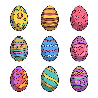 Simple Easter Egg Designs, Easter Egg Pictures, Simple Easter Eggs, Happy Easter Banner, Easter Drawings, Easter Arts And Crafts, Easter Egg Art, Easter Illustration, Easter Egg Designs