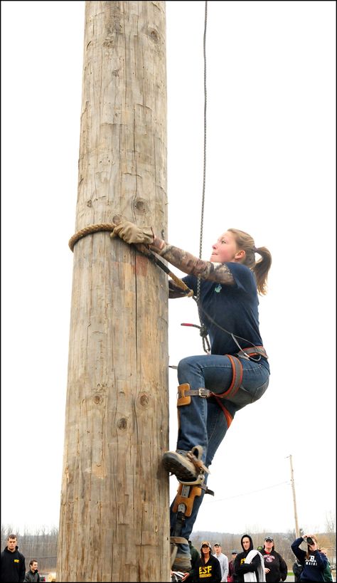 Pole Climb, Lumberjack Competition, Woman Climbing, Pole Climbing, Bulletproof Clothing, Power Lineman, Custom Paint Motorcycle, How To Clean Crystals, Tree Felling