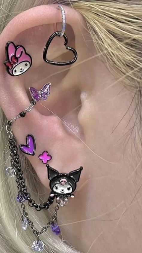 Cool Ear Piercings, Pretty Ear Piercings, Cute Ear Piercings, Cool Piercings, Cute Piercings, Body Jewelry Piercing, Dope Jewelry, Hello Kitty Items, Piercing Tattoo