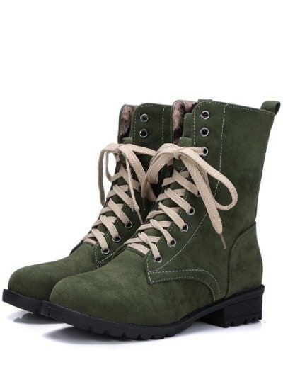 Lace-Up Solid Colour Combat Boots Lacing Boots, Lace Combat Boots, Laced Boots, Boots Combat, Army Boots, Green Boots, Online Shopping Shoes, Womens Combat Boots, Lace Up Combat Boots