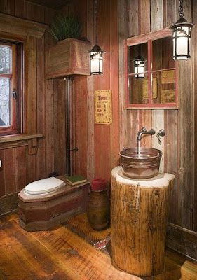 Bathroom Rustic Farmhouse, Rustic Country Bathroom, Rustic Farmhouse Decor Ideas, Outhouse Bathroom, Barn Bathroom, Casa Hobbit, Bathroom Rustic, Bathrooms Luxury, Cabin Bathrooms