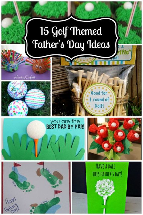 15 Golf Themed Father's Day Ideas to celebrate the golfer in your life.  These fun and creative ideas are bound to be a big hit "fore" sure! Father's Day Ideas, Golf Crafts, Handmade Father's Day Gifts, Golf Birthday Gifts, Diy Father's Day Crafts, Homemade Fathers Day Gifts, Grandpa Birthday Gifts, Grandpa Birthday, Dyi Gifts