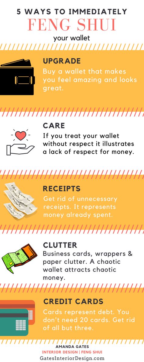 5 ways to immediately feng shui your wallet Fend Shui, Feng Shui Bedroom Colors, Feng Shui Bathroom, Feng Shui Garden, Chi Flow, Feng Shui Rules, Feng Shui Colours, How To Feng Shui Your Home, Feng Shui Design