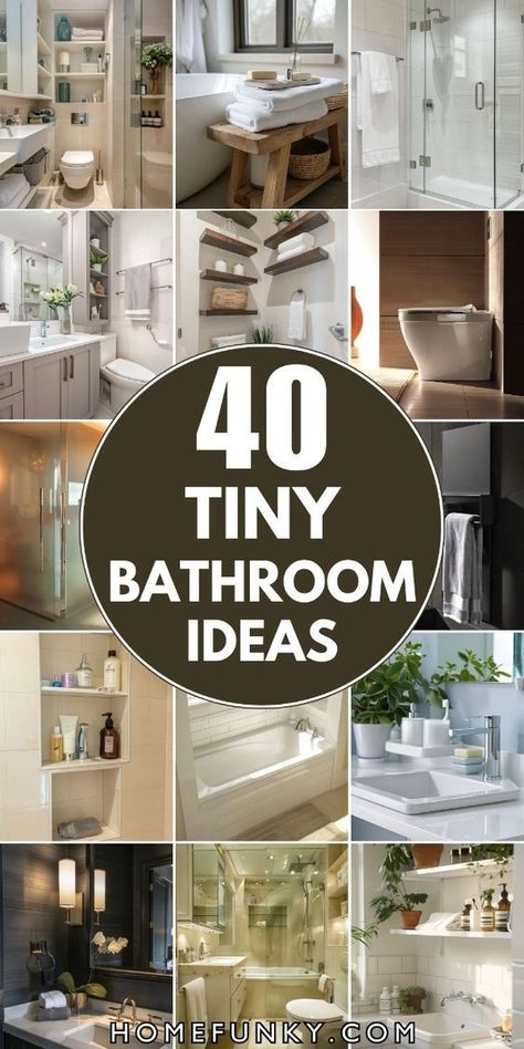 Small Bathroom Ideas Toilet Only, Space Saving Bathroom Ideas, Tiny Home Bathrooms Ideas, Shower Ideas For Small Bathrooms, Little Bathroom Ideas Small Spaces, Small Bathroom Makeovers On A Budget, Tiny Full Bathroom Ideas, Decorating Small Bathrooms, Tiny House Bathroom Layout