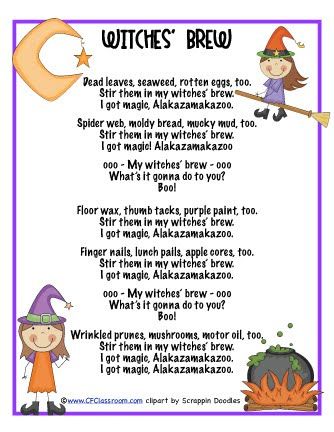 Witches Brew Song, Halloween Lesson Plans, Adjectives Activities, Halloween Poems, Halloween Lesson, Kindergarten Music, Clutter Free Classroom, October Ideas, Halloween Kindergarten