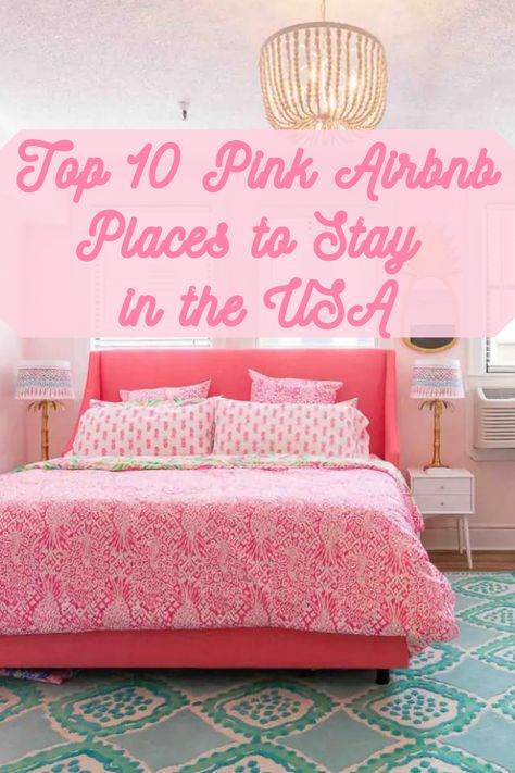 Check out the best pink Airbnbs for you to stay in while you are traveling to the USA! #pinkAirbnbs #PinkVacationRentalHomes #AirbnbReviews #TopPinkAirbnbsintheUSA #USATravelReviews #PrettyinPink #VisitUSA #UnitedStatesTravel #UniqueVacationRentals #BeautifulPinkPlaces #BestPinkHouses #PinkHouse #PinkCondo #PinkLoft #PinkMansion Bachelorette Air Bnb, Pink Air Bnb, Girly Airbnb, Pink Airbnb, Bachelorette Airbnb, Themed Airbnb, Pink Beach House, Beach Airbnb, Pink Hotel